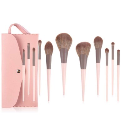 Wholesale prices full makeup 11pieces brush pink with luxury vegan makeup brush set