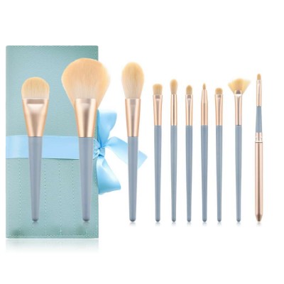 The new vegan blue makeup brush with packaging 10 piece makeup brush set